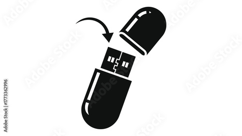 Usb flash drive inside a pill capsule, on