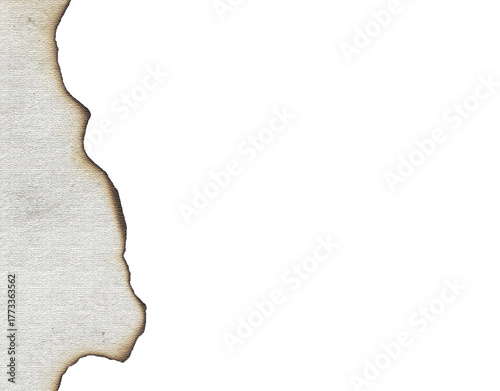 A single piece of old, aged paper with burnt and scorched edges isolated on a transparent background png