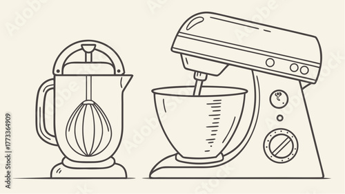 Inspiring kitchen creations with a stand mixer and immersion blender, perfect for baking enthusiasts and culinary artists ready to whip up delicious treats