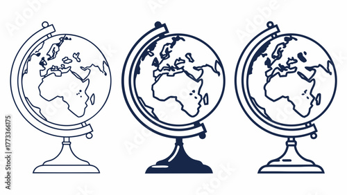 Explore the World with Elegant Globe Illustrations, Perfect for Travel, Education, and Global Business Ventures, Originally a Scalable Vector Graphic