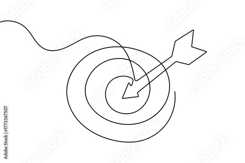 Target with an arrow silhouette vector minimal icon symbol of goal success and business accuracy design
