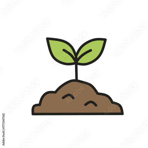 Seedling branch with leaves eco growing icon