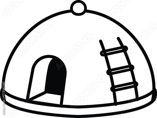 Geodesic dome playhouse with ladder opening