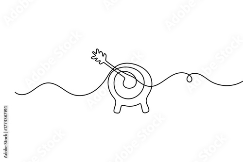 Target with an arrow silhouette vector minimal icon symbol of goal success and business accuracy design
