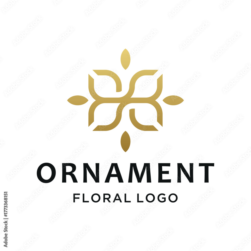 Fototapeta premium Golden Abstract Floral Ornament with Modern luxury flower symbol for Elegant beauty spa fashion or boutique wedding business logo design