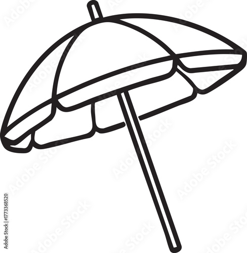 Classic beach umbrella angled stake