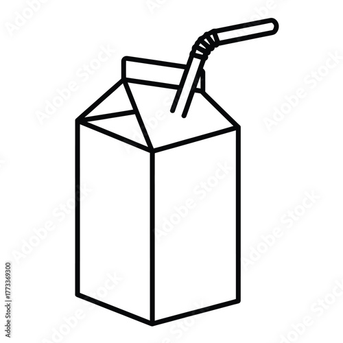 Simple outline drawing of a milk carton with a straw for drinking