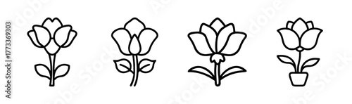 Collection of elegant cyclamen flower line art designs for botanical and floral projects