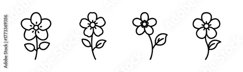 Charming forget-me-not flowers collection delicate petals botanical art simple floral design