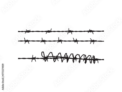 Illustration of three strands of barbed wire, a barrier to entry, a symbol of danger, and a warning to trespassers
