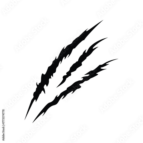 Three Black Monster or Animal Claw Marks Ripping Scratch Tear Vector Graphic