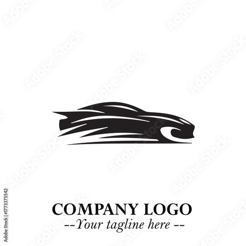 Car Running Fast Logo Symbol in Black on the White Background with Dynamic Speed Design