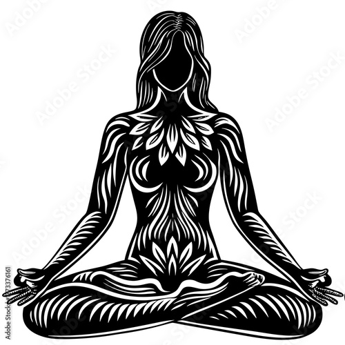 yoga woman in the lotus position vector art illustration