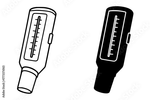 Peak Flow Meter Vector Illustration, Outline and Silhouette Versions