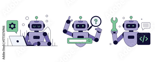 Robot Engaged in Coding, Searching, and Repair Tasks