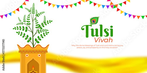 Vector illustration of Tulsi Vivah social media template