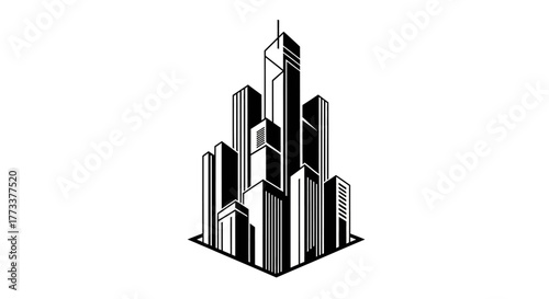 City skyline with transparent background