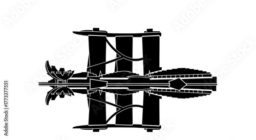 Complex machinery outline with transparent background