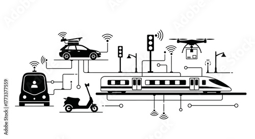 Connected city transportation system with wireless network