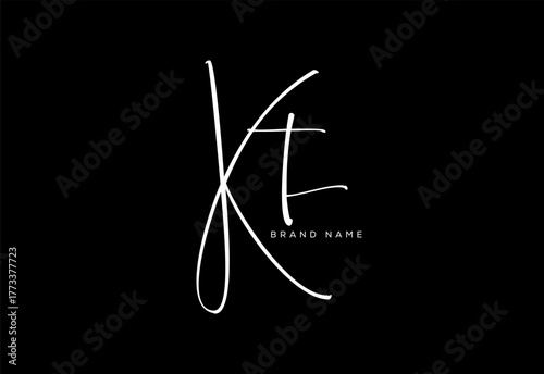 KT letter beauty cursive handwriting logo. vector logo| abstract logo| minimalist logo| brand identity| calligraphy design.