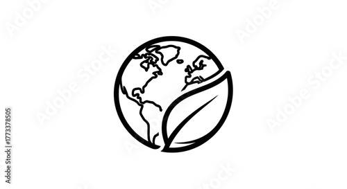 Earth and leaf symbol representing ecology with transparent background