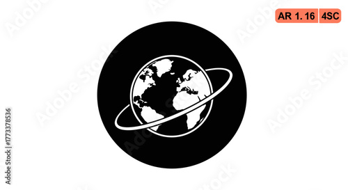 Earth globe with orbiting ring