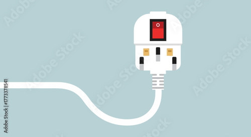 Electric plug with switch on white background