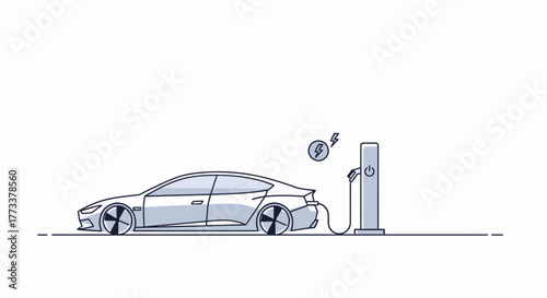 Electric car charging station with lightning symbol
