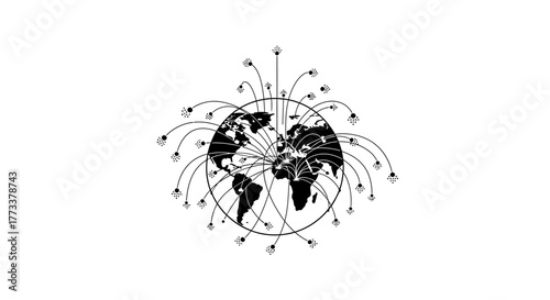 Global network connections with transparent background