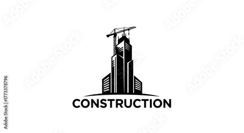 Construction site with skyscraper and crane