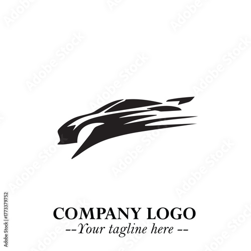Car Running Fast Logo Symbol in Black on the White Background with Dynamic Speed Design