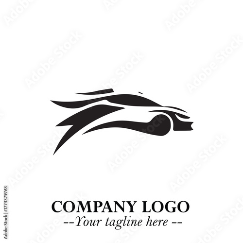 Car Running Fast Logo Symbol in Black on the White Background with Dynamic Speed Design