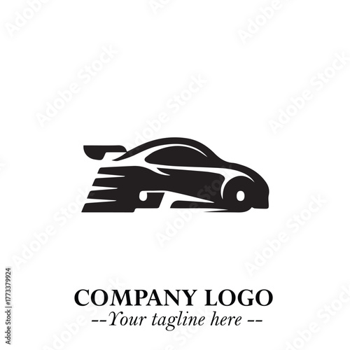 Car Running Fast Logo Symbol in Black on the White Background with Dynamic Speed Design
