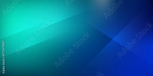 Blue-green gradient studio room, abstract background pattern, walls and floor reflect neon lights, dark tones and feel speed of digital technology connected blue-green background.