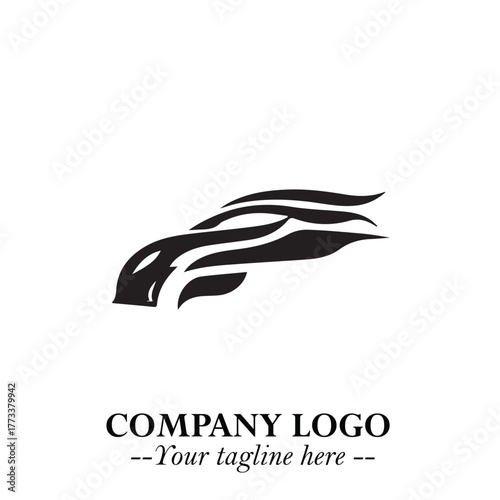 Car Running Fast Logo Symbol in Black on the White Background with Dynamic Speed Design
