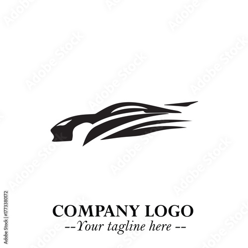 Car Running Fast Logo Symbol in Black on the White Background with Dynamic Speed Design