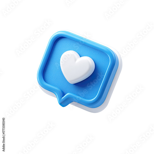 3D rendered notification bubble with a white heart icon