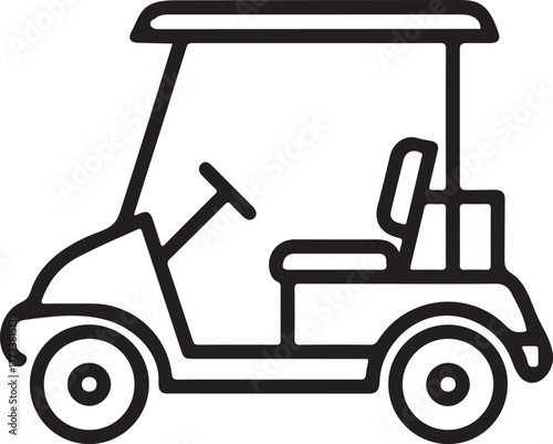 Minimalist Black and White Golf Cart Outline Icon Modern Vector Design