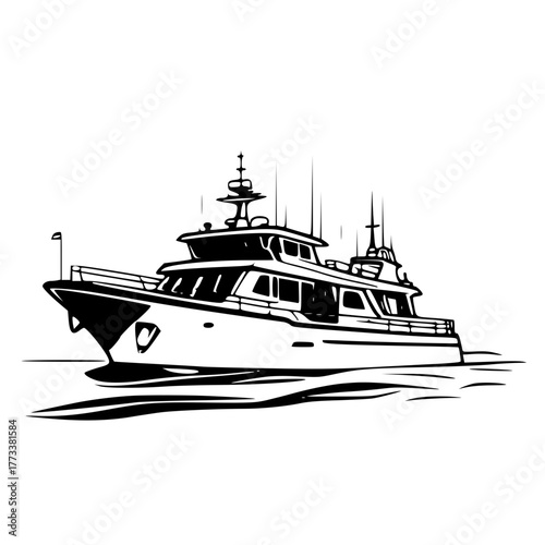 Sleek yacht sailing, illustrating luxury travel and nautical adventures on the water