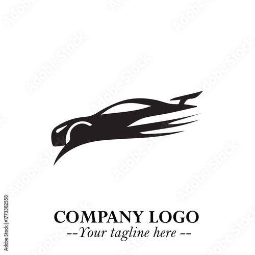 Car Running Fast Logo Symbol in Black on the White Background with Dynamic Speed Design
