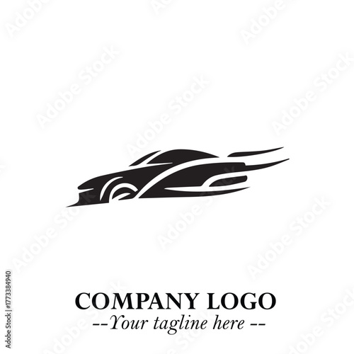 Car Running Fast Logo Symbol in Black on the White Background with Dynamic Speed Design