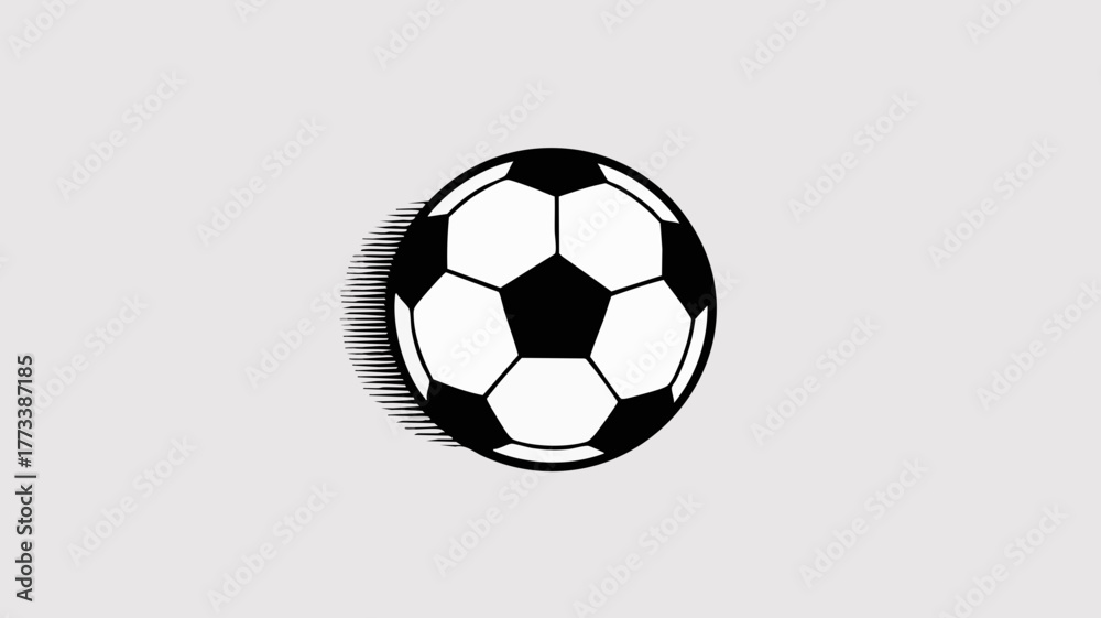 Fototapeta premium A classic black and white soccer ball casting a subtle shadow on a plain gray background.
