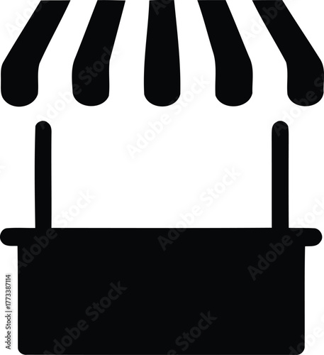 Illustration of a market stall with striped awning graphic design
