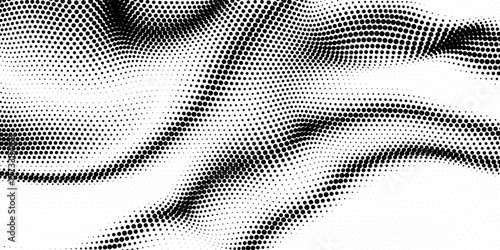 Halftone curved grunge pattern design.