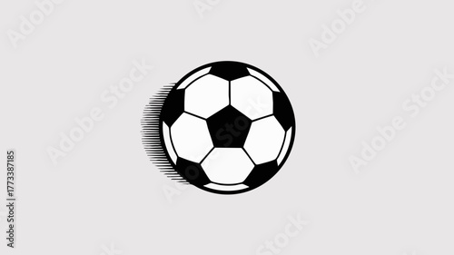 A classic black and white soccer ball casting a subtle shadow on a plain gray background.