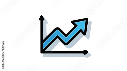 A blue upward trend graph with an arrow, representing growth and progress.