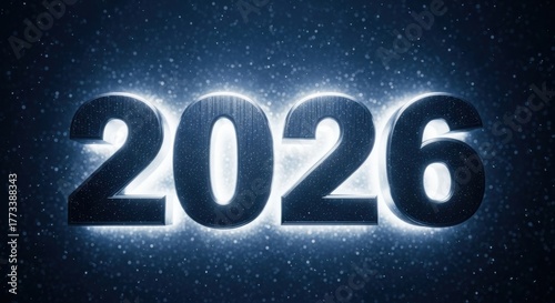 Glowing 2026 text with ethereal light and atmospheric sparkle effect