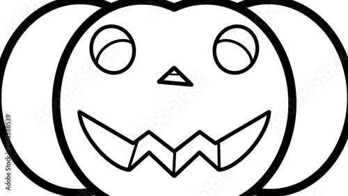 Cute Cartoon A Big Halloween Pumpkin Face Lantern Outline On Transparent Background. PNG Image, Coloring Picture, Digital Art, Procreate Pocket