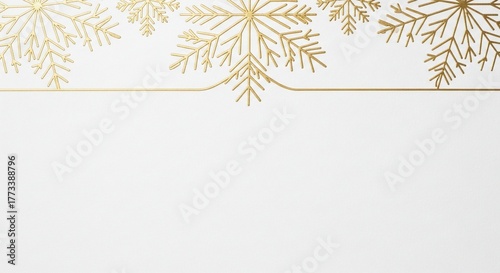 Elegant Golden Snowflake Border on White Background, Festive Holiday Season.