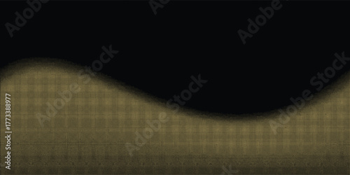 Abstract luxury banner with golden glittering dots on black background. Sparkling glitter bottom border, vector frame. Halftone effect. Magical gold dust. Pop art style backdrop.